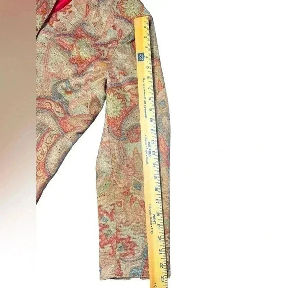 Coldwater Creek Jacket Button Up Mandarin Collar Retro Print Pockets Lined - Picture 7 of 9